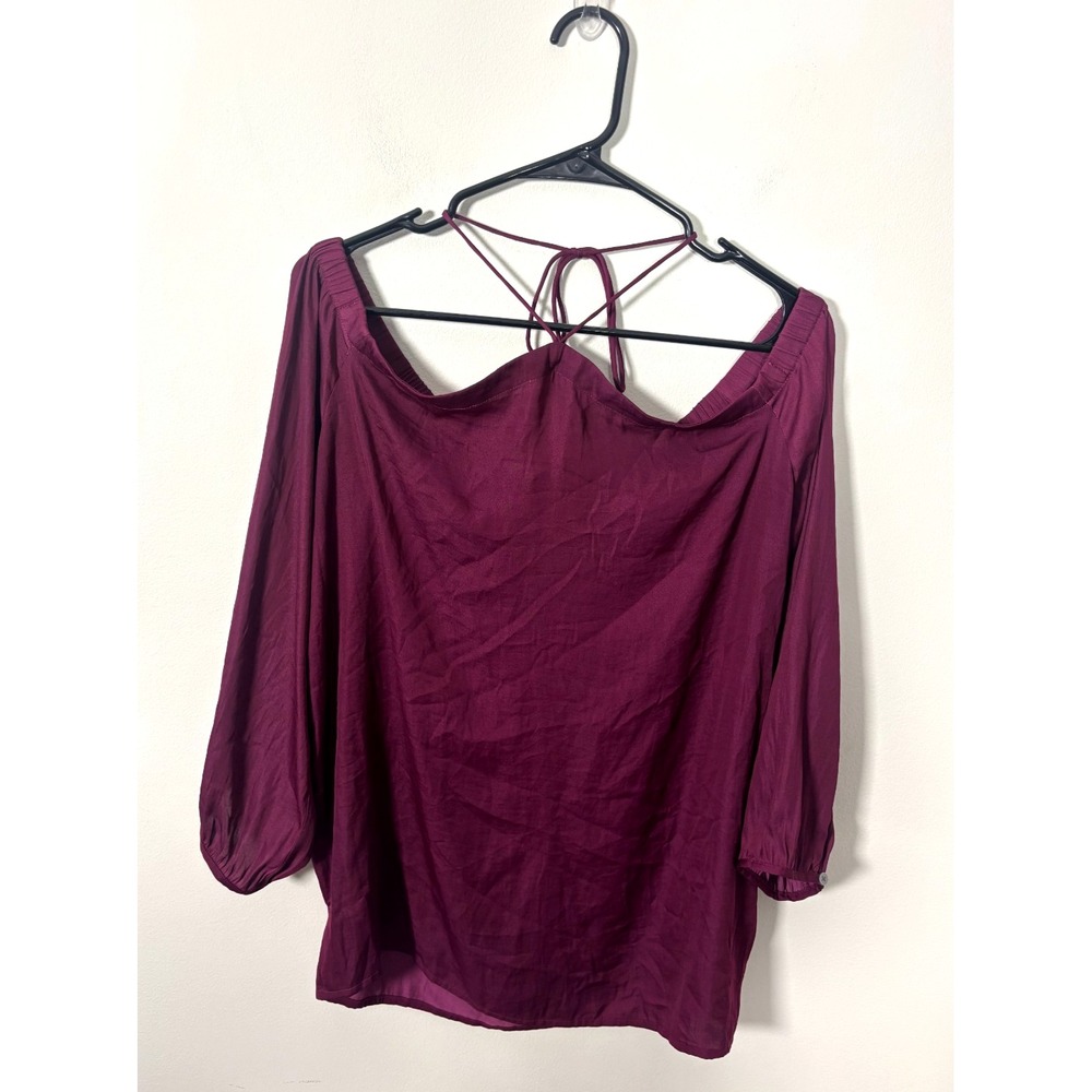 LOFT Off the Shoulder Blouse Tied Neck Boho Large Women's Top